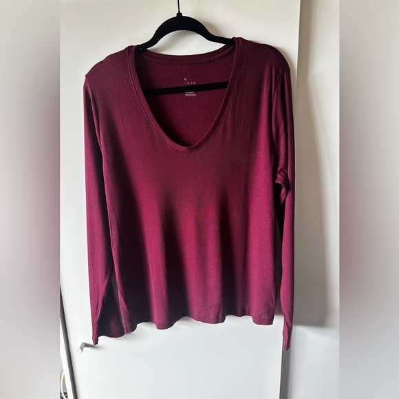 a new day Tops - a new day Deep Burgundy Long Sleeve Tee